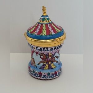 Staffordshire Enamels "Galloping Horses" carousel bonbonniere enamel box
